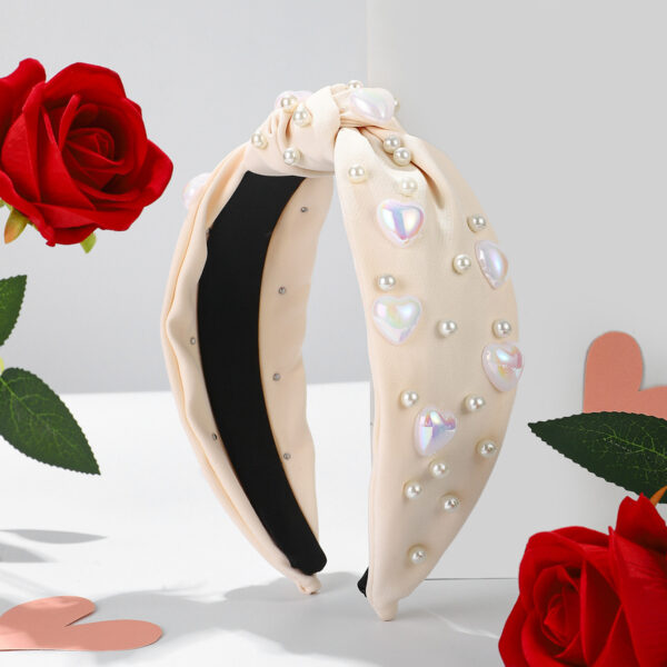 Wholesale Valentine's Day Pearl Headband Retro French Style Bow Hair Clip Wide Edge Face Washing Headband Non-slip