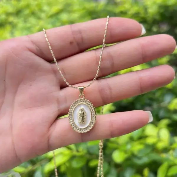 Wholesale Jewelry Romantic Classic Style Faith Copper Peanut Meat Chain Pendant Necklace