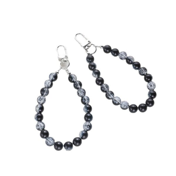 Wholesale Light Luxury Black and White Ink Beads Short Mobile Phone Chain Earphone Case Car Key Pendant Colorful Wrist Rope Handheld Chain Beads