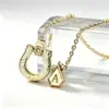 Wholesale Gold Plated Letter Necklace For Women With Handmade Copper Plated Chain And Zircon Inlay, Featuring UV Plating Process