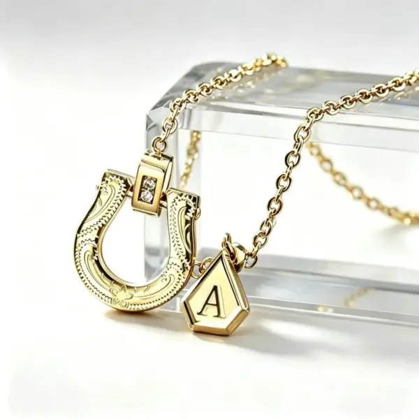 Wholesale Gold Plated Letter Necklace For Women With Handmade Copper Plated Chain And Zircon Inlay, Featuring UV Plating Process