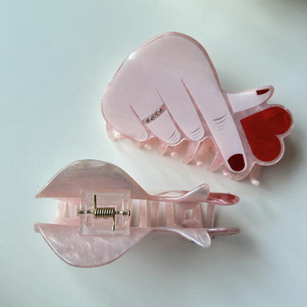 oly-93fbb97299f3c72589d7ca836151cf04 Wholesale Valentine's Day Hair Accessories Style Personalized Acrylic Bixin Large Hairpin Simple Fashion Point Drill Grab Clip Headwear for Women