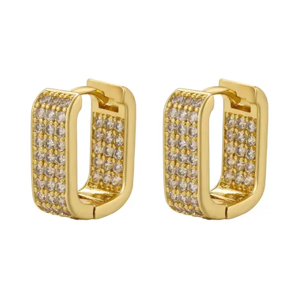 Wholesale 1 Pair Simple Style U Shape Copper Plating Inlay Zircon 18k Gold Plated Earrings