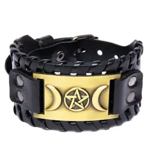Pu Black Leather + Antique Brass