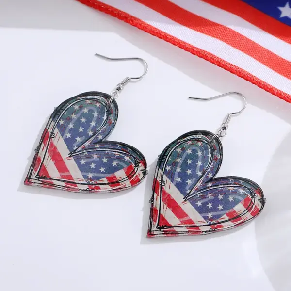 Wholesale Retro Heart Shape Drop Earrings For Women With White Acrylic Print And 304 Stainless Steel Ear Pins