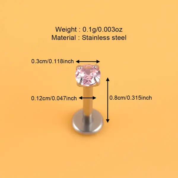 Wholesale 1 Piece Lip Rings Simple Style Classic Style Shiny Pentagram Round Heart Shape 316L Stainless Steel Waterproof Non Tarnish Surgical Steel Zircon Lip Rings