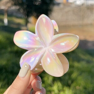 55#Colorful plumeria hair clip#2 gradient yellow purple