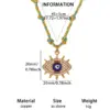 Wholesale Devil's Eye Pendant Necklace For Women, 304 Stainless Steel With 18K Real Gold Plated PVD Coating, Zircon Inlay, Twisted Rope Chain