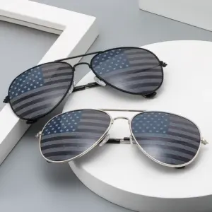 Wholesale Metal Double Beam Classic Retro American Flag Independence Day Sunglasses Sunglasses Toad Sunglasses Male 3025