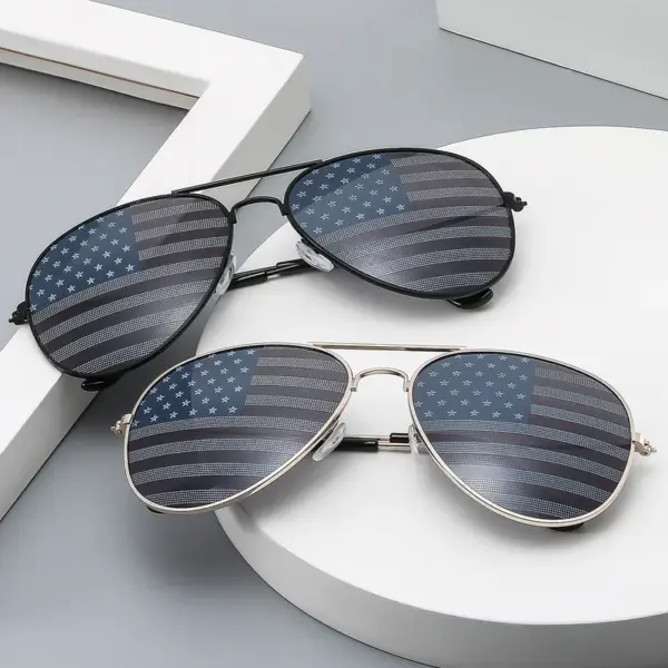 Wholesale Metal Double Beam Classic Retro American Flag Independence Day Sunglasses Sunglasses Toad Sunglasses Male 3025