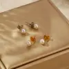 Wholesale Geometric Hypoallergenic Stud Earrings For Women, 18K Real Gold Plated With 0.03µm-0.05µm Electroplated 304 Stainless Steel
