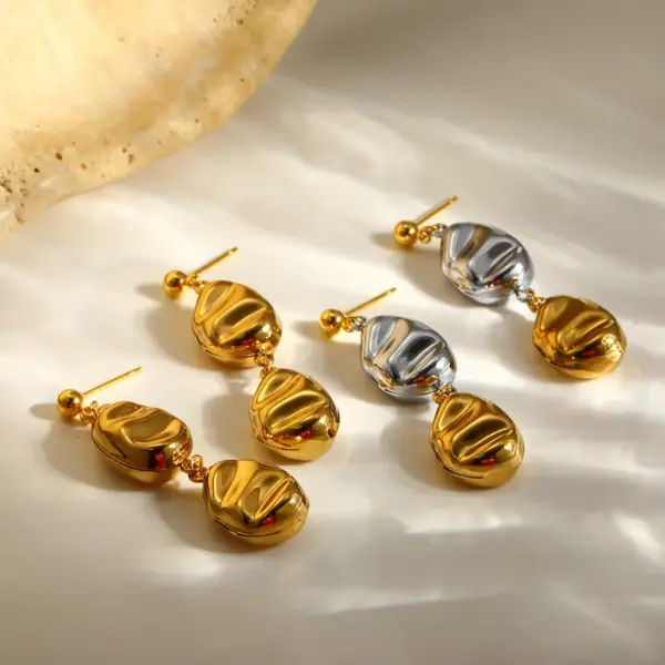 Wholesale PVD Coated Real Gold Plated 16K White Plating Solid Color 304 Stainless Steel IG Style Modern Classic Waterproof Non Tarnish Drop Earrings