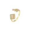 Wholesale Asymmetrical Open Ring For Unisex, Electroplated Copper With Zircon Inlay, Stylish And Unique Design