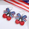 Wholesale Retro White Acrylic Bow Tie Print Drop Earrings For Women With 304 Stainless Steel Ear Pins