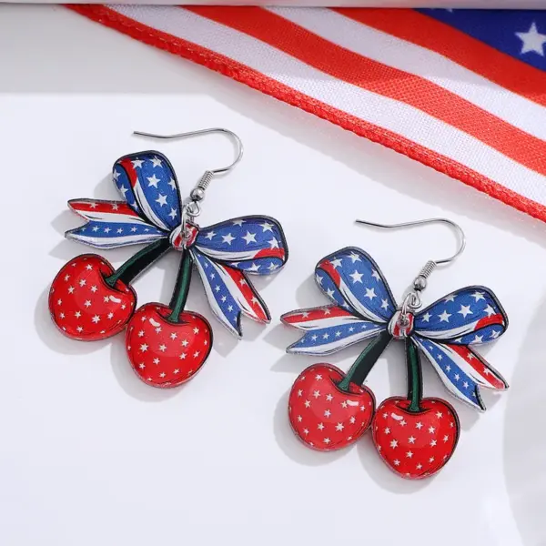 Wholesale Retro White Acrylic Bow Tie Print Drop Earrings For Women With 304 Stainless Steel Ear Pins