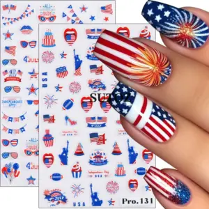 Wholesale Nail Stickers American Independence Day Elements Statue Of Liberty Stars And Stripes Eagle Head Nail Adhesive Stickers