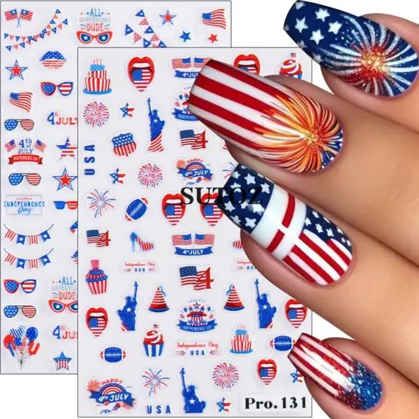 Wholesale Nail Stickers American Independence Day Elements Statue Of Liberty Stars And Stripes Eagle Head Nail Adhesive Stickers