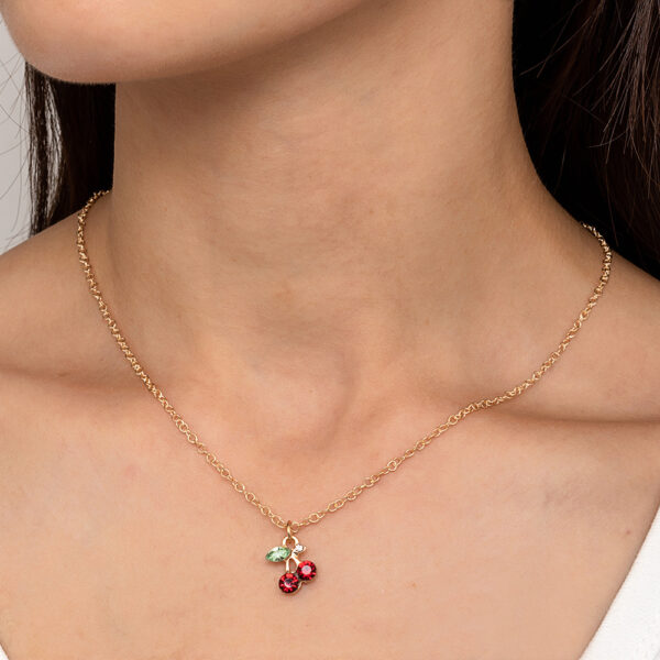 Wholesale Korean style selling jewelry fashion cute rhinestone red cherry necklace necklace wholesale exclusive