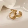 Wholesale Vintage Stainless Steel Ring With Zircon Flower Design 18K Vacuum Plated Non-Fading Eight-Pointed Star Ring Elegant Versatile Luxury Simple
