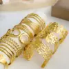 Wholesale PVD Coated 18K Gold Plated Flower Chrysanthemum 304 Stainless Steel Oversized Waterproof Non Tarnish 304 Stainless Steel Bangle