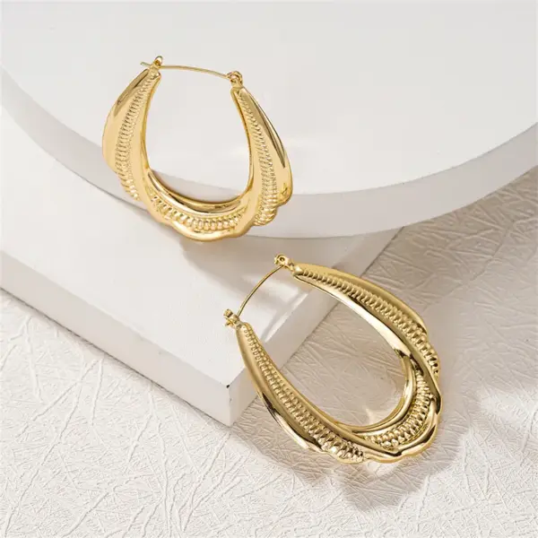Wholesale Three-dimensional Geometric Earrings For Women In Copper With KC Golden Water Plating And 0.03µm Thickness