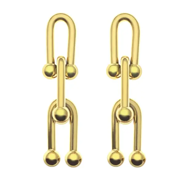 Wholesale 1 Pair Hip-Hop Geometric Polishing Titanium Steel Drop Earrings