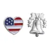 Wholesale Unisex Jewelry Set Featuring American Flag Pattern With White K Plated Metal And Asymmetrical Design On Cable Chain