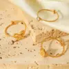 Wholesale 304 Stainless Steel Flower Bow Knot PVD Coated Zircon 18K Gold 18K Real Gold Plated IG Style Simple Style Waterproof Non Tarnish Inlay Gold Open Rings