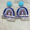 Wholesale Independence Day USA Rainbow Blue Glitter Earrings July 4th Festival Jewelry Women's Acrylic Geometric Animal Cartoon Earrings