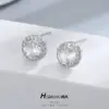 Wholesale Round Stud Earrings For Women With 925 Sterling Silver Posts, Copper Base, And 14K Real Gold Plated Featuring Zircon Inlay