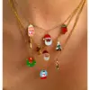 Wholesale 304 Stainless Steel Geometric PVD Coated Enamel 18K Real Gold Plated Nordic Style Sweet Simple Style Hypoallergenic Cross Chain Cuban Link Chain Curb Chain Lobster Trigger Clasp Closure Gold Multi Charms Necklace