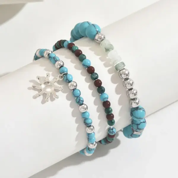 Wholesale Sun Pattern Unisex Bracelets For Everyday Wear Featuring Synthetic Gemstones, 1 Set