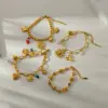 Wholesale Popular Style New Chinese Style 18K Gold Stainless Steel SUNFLOWER Butterfly Small Pendant Bracelet Elegant High-Grade Bracelet