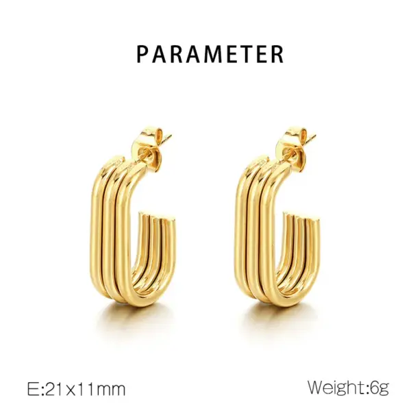 Wholesale PVD Coated 18K Gold Plated C Shape U Shape Geometric 304 Stainless Steel Simple Style Waterproof Non Tarnish Ear Studs
