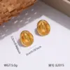 Wholesale Waterproof Non Tarnish Leaves Stud Earrings For Women In 201 Stainless Steel With Real Gold Plated PVD Coating And 0.03µm Thickness