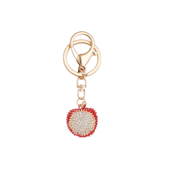 oly-94d2886b5edec08c37cc946166f6a319 Wholesale Diamond-encrusted lychee car keychain women's bag pendant metal key chain fruit pendant gift
