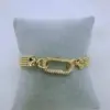 Wholesale Oval Electroplated Copper Bracelet For Women With 18K Real Gold Water Plating And Zircon Inlay, Featuring Round Bead Woven Chain