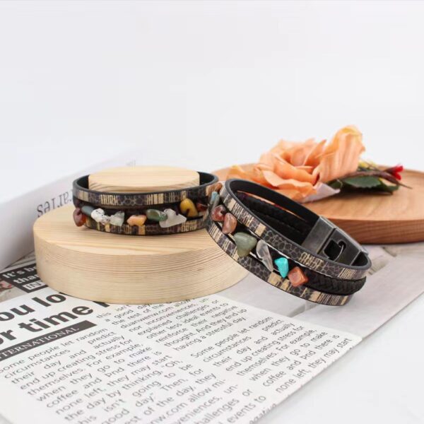 oly-94d60a68c9a3b2bbdb1d5c40f23727ce Wholesale natural stone bracelet original hand-woven multi-layer leather bracelet men's fashion bracelet