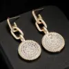 Wholesale Geometric Earrings For Women In 14K Real Gold Plated Copper Featuring Zircon Inlay