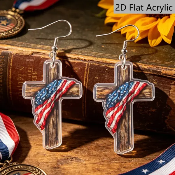Wholesale Retro Multicolor Acrylic Cross Drop Earrings For Women With 304 Stainless Steel Ear Pins