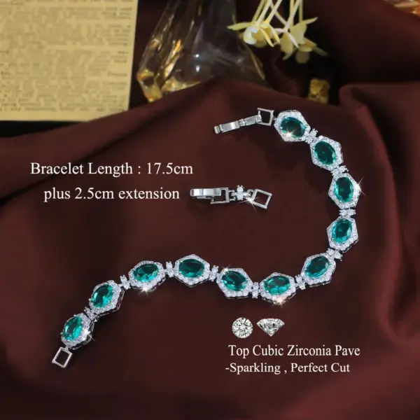 Wholesale Geometric Waterproof Non Tarnish Copper Bracelet For Women With Rhodium Plating And Zircon Inlay Featuring Tennis Chain