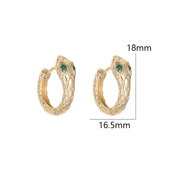 Wholesale Unisex Snake Clip Earrings In Copper With 14K Real Gold Plated Electroplated Finish Featuring Artificial Gemstones