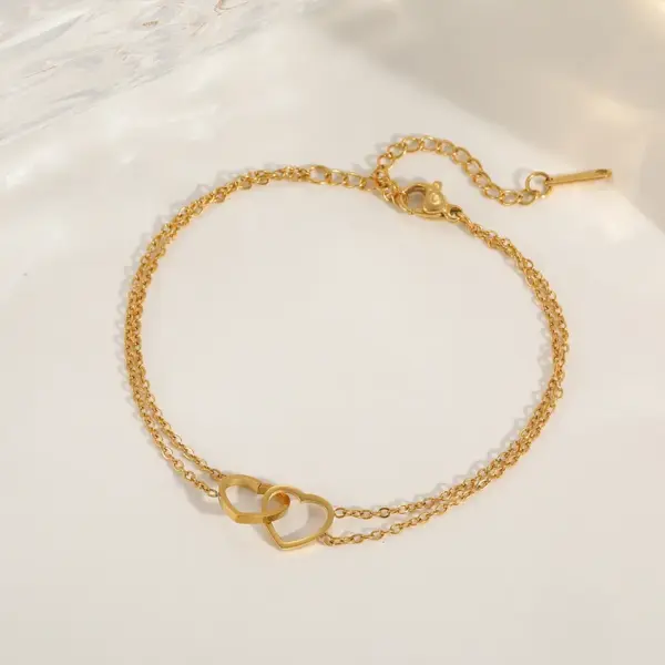 Wholesale PVD Coated 18K Gold Plated Heart 304 Stainless Steel Simple Style Waterproof Non Tarnish 304 Stainless Steel Necklace