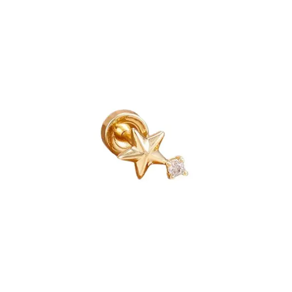 Wholesale Stainless Steel 18K Gold Simple Star Moon Sun Stud Earrings Set Women's Geometric Pattern Diamond Embedded Earring Jewelry