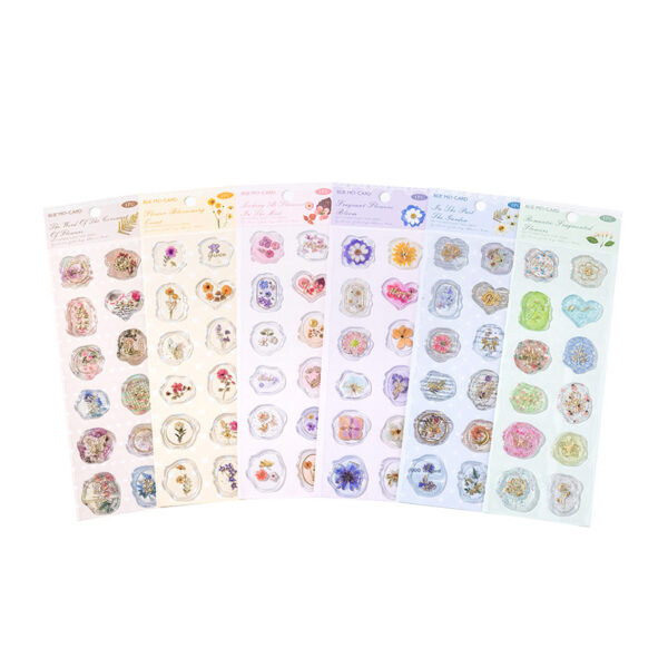 Wholesale Mo Mo Mo fire paint gilding epoxy stickers dried flower plant book series fresh flower Journal decorative material stickers