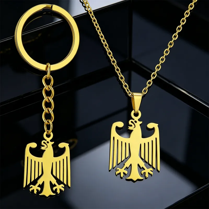 Wholesale Unisex Asymmetrical Eagle Necklace In 201 Stainless Steel With 18K Real Gold Plated Water Plating And Cable Chain