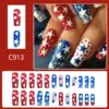Wholesale 4th Of July Wearable Nail Art Long Tube Gradient Shiny Red And Blue Star Design 24-Piece Set Street Transparent Glitter