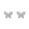 Wholesale Fashionable Butterfly Stud Earrings For Women Hip Hop Copper Embedded Zirconia 3D Butterfly Full Zircon Earrings
