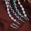 Wholesale Geometric Waterproof Non Tarnish Copper Bracelet For Women With Rhodium Plating And Zircon Inlay Featuring Tennis Chain