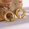 Wholesale 304 Stainless Steel C Shape Solid Color PVD Coated 18K Real Gold Plated Real Gold Plated 18K Gold Vacation Simple Style IG Style Waterproof Non Tarnish Asymmetrical Gold Ear Cuffs